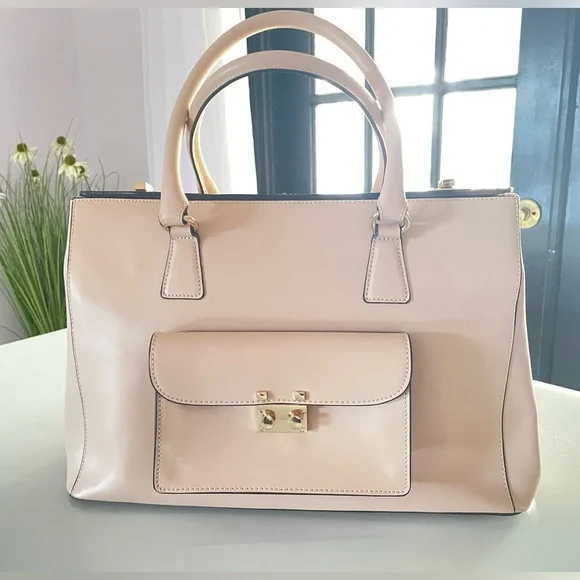VITTORIA NAPOLI Women's Made In Italy Blush Pink Leather Satchel Handbag New - Picture 1 of 8